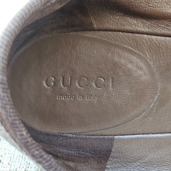 Gucci Women sandal Flat Brown Leather Upper G Logo Ballet Shoe Made Italy 38.5 - Picture 10 of 12